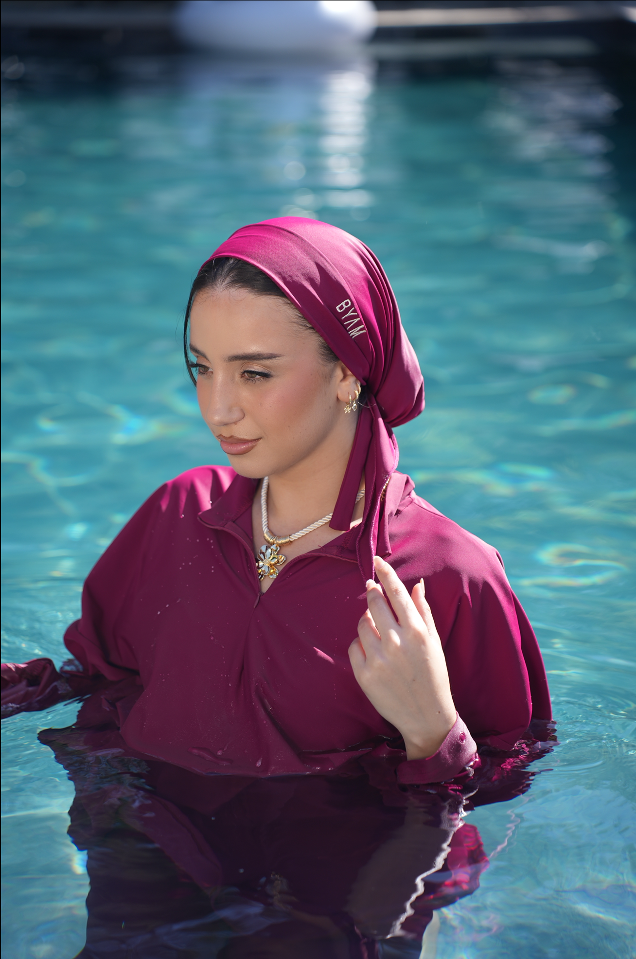 Turban Burkini - Framboise