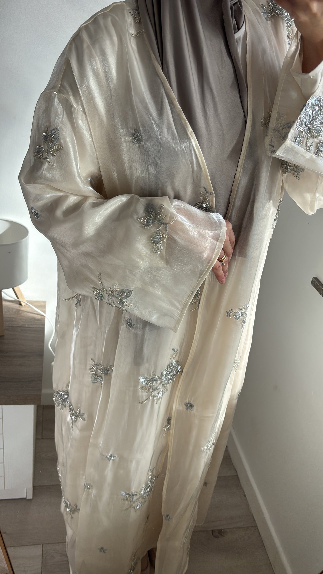 Kimono + sous robe satiné manche longue