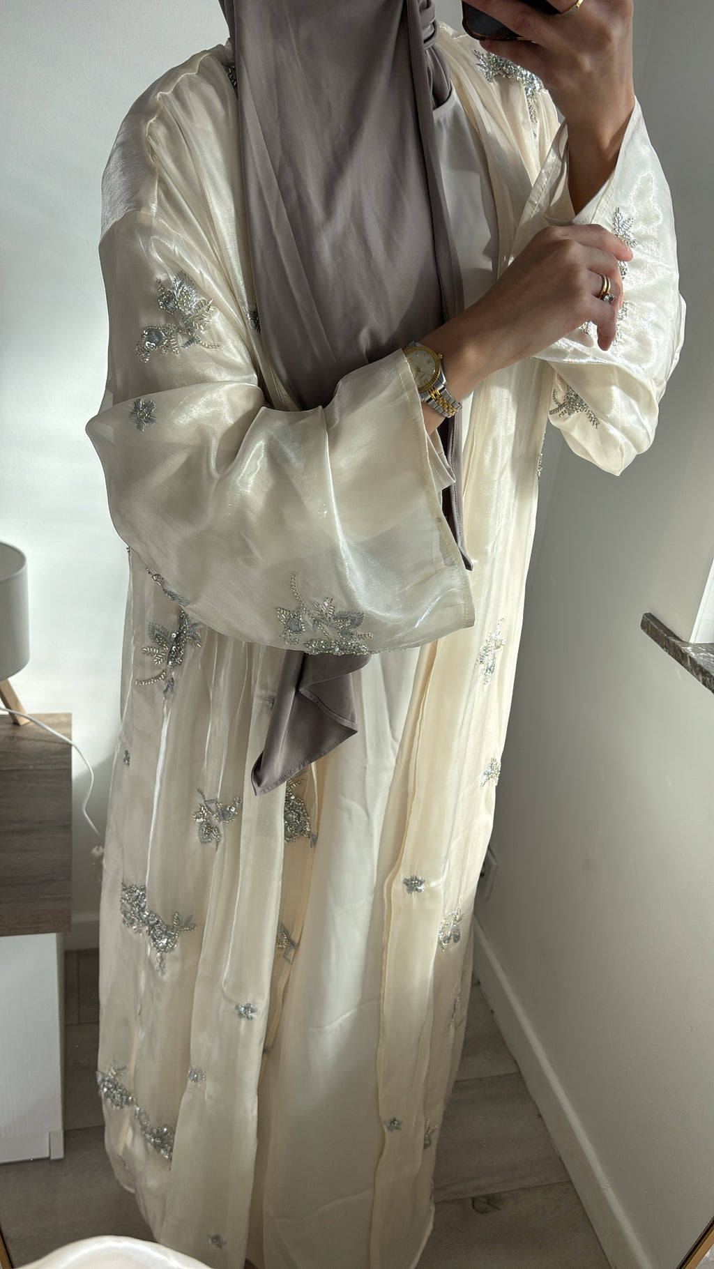 Kimono + sous robe satiné manche longue