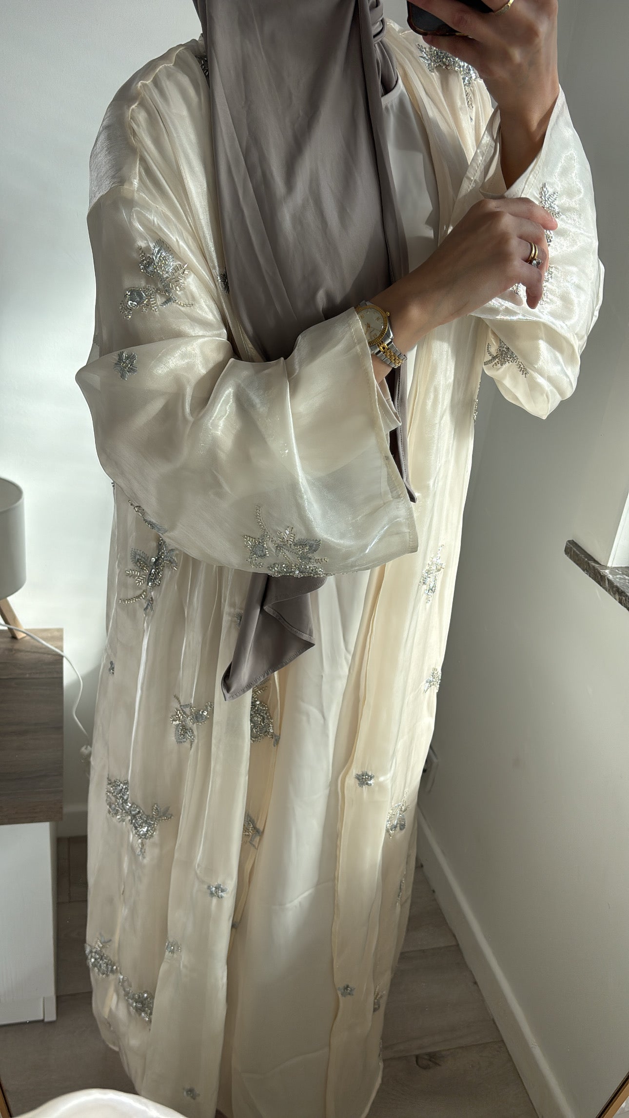 Kimono + sous robe satiné manche longue